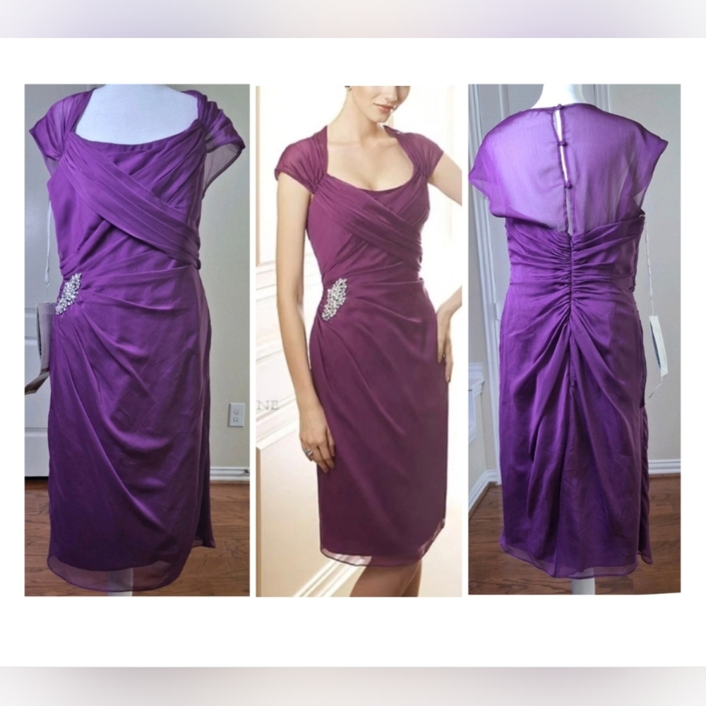 NEW Jade Jasmine Mother Bride Dress Sz 10 Chiffon Ruched Cocktail Bridesmaid